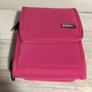 Travelon pink cross-body passport bag with magnetic closure & detachable strap